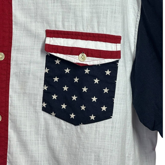 Red Head Brand Mens Patriotic 4th of July Cotton Woven Button Up Casual Shirt XL - Picture 3 of 7
